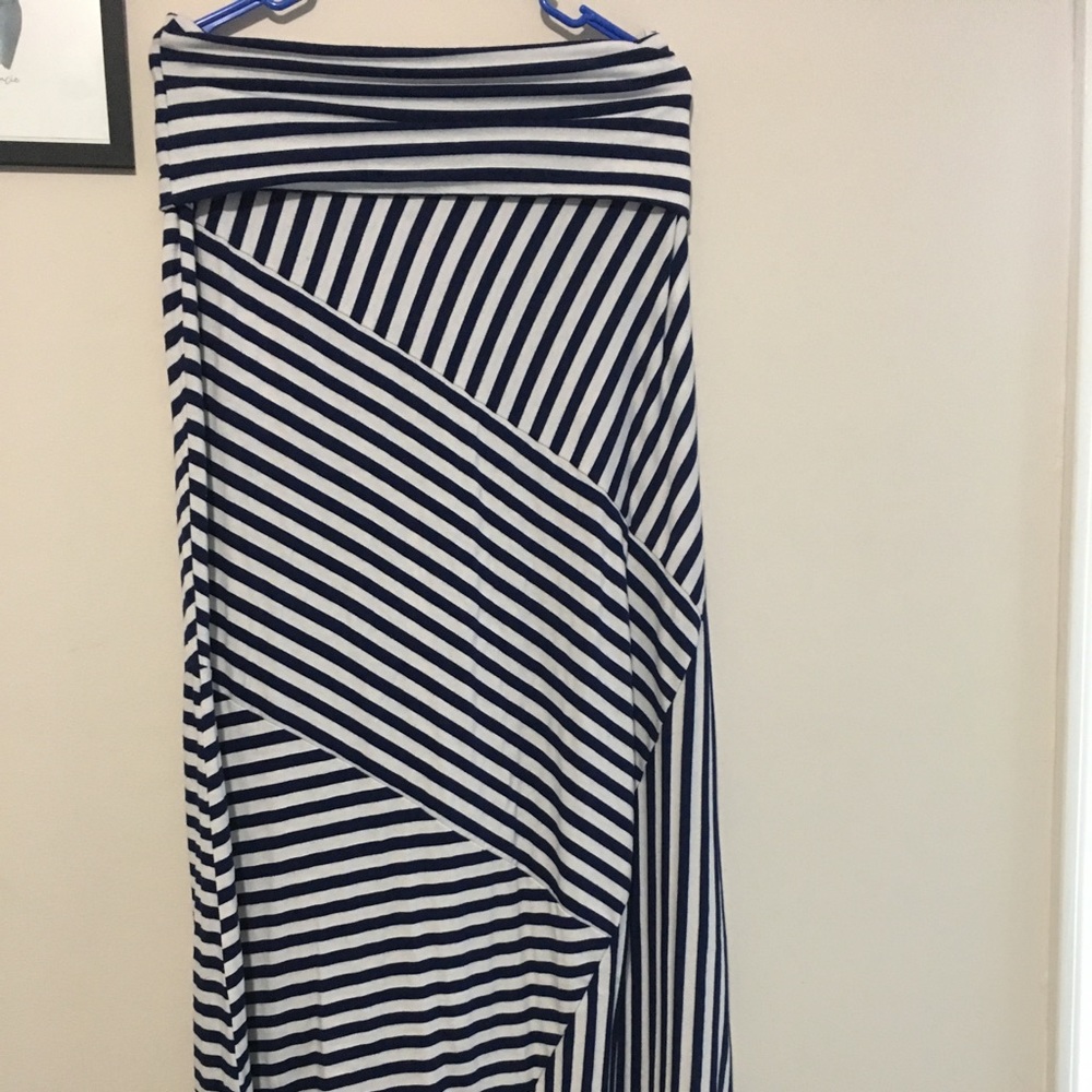 COPY - Maxi-skirt. Navy blue white stripes